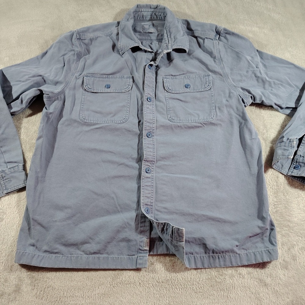 Wrangler Work Shirt Men XL Blue Durable Farmer Construction Mechanic Dad Long Sl